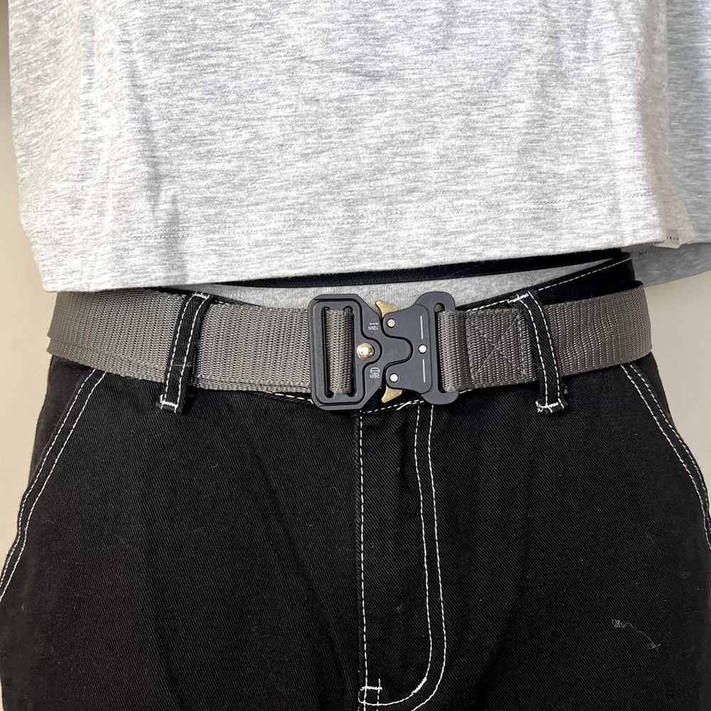 Y2K utility Gray tactical military unique buckle design belt